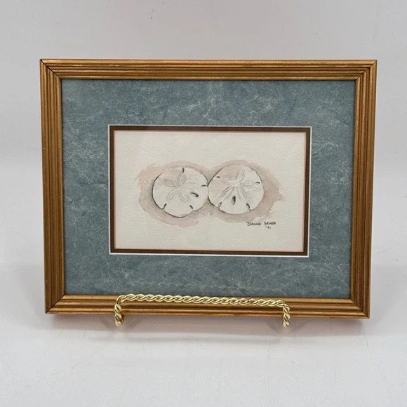 Original Sand Dollar Watercolor Still Life Signed Dianne Grusso 1991